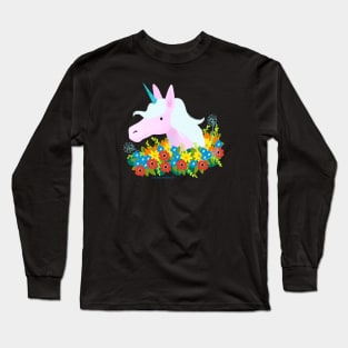 Unicorn and Flowers Long Sleeve T-Shirt